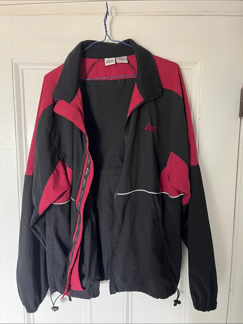 Asics Black and Red Windbreaker Jacket
